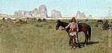 Henry Farny Warrior and Teepees painting